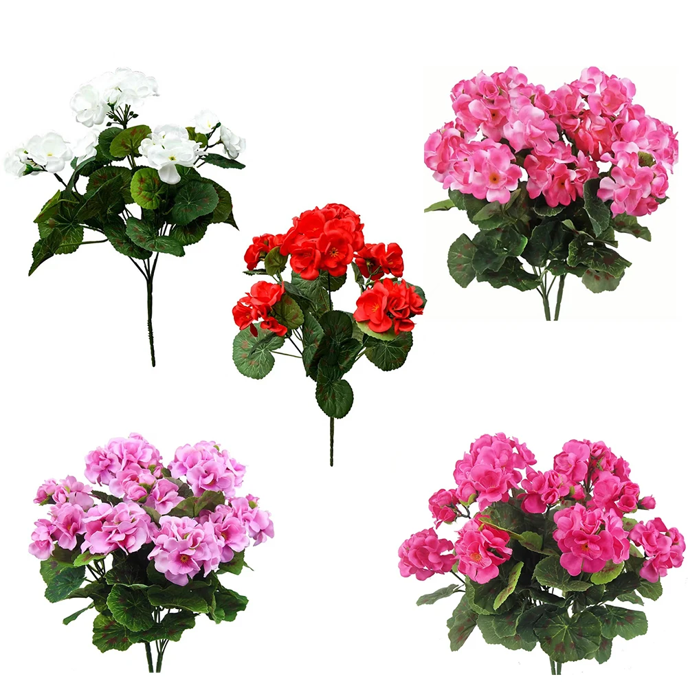 2/4 Stück 12,6 Zoll Künstliche Pflanze Seiden-Begonien-Blume Geranien UV-Beständig Vliesstoff Kunstblumen für Garten Bonsai Blumendekoration – Detail 15