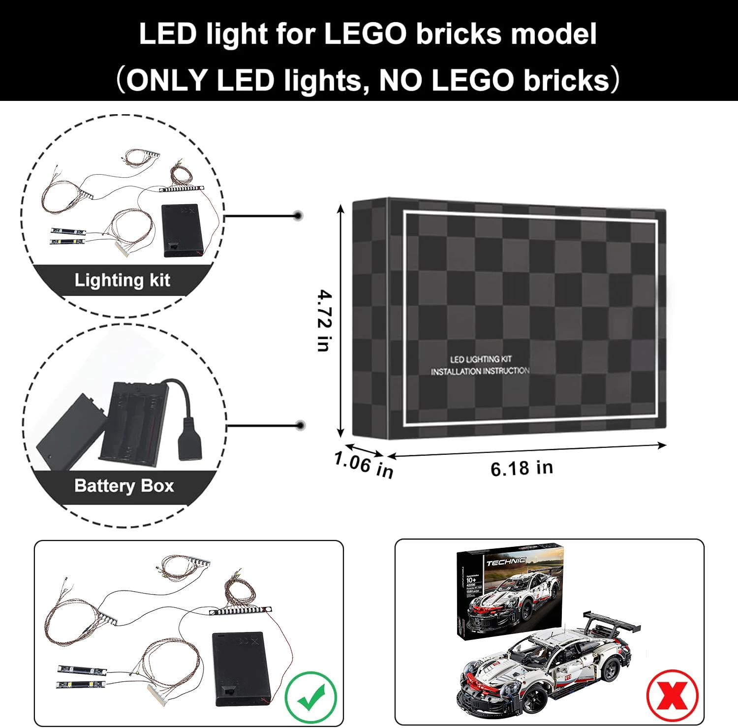 (Not the Building Blocks) 5v LED Light For Lego 42096 Technic Porsche 911 RSR Light Up your Model Decorative Lamp