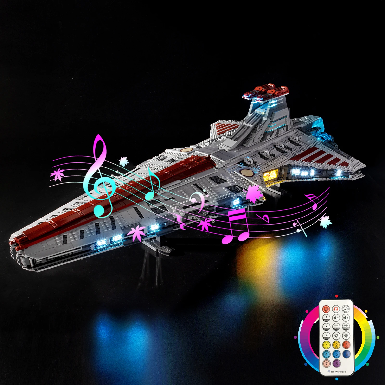 Juego de luces LED adecuado para los bloques de construcción LEGO Venator Class Republic Attack Cruiser 75367
