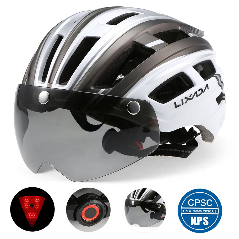

Mountain Bike Helmet Motorcycling Helmet with Back Light Detachable Magnetic Visor UV Protective for Men Women MTB Helmets