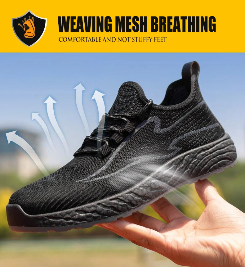 Breathable Men Work Shoes Safety Shoes Lightweight Protective Sneakers Plastic steel head Work Shoes Men Puncture-Proof Boots