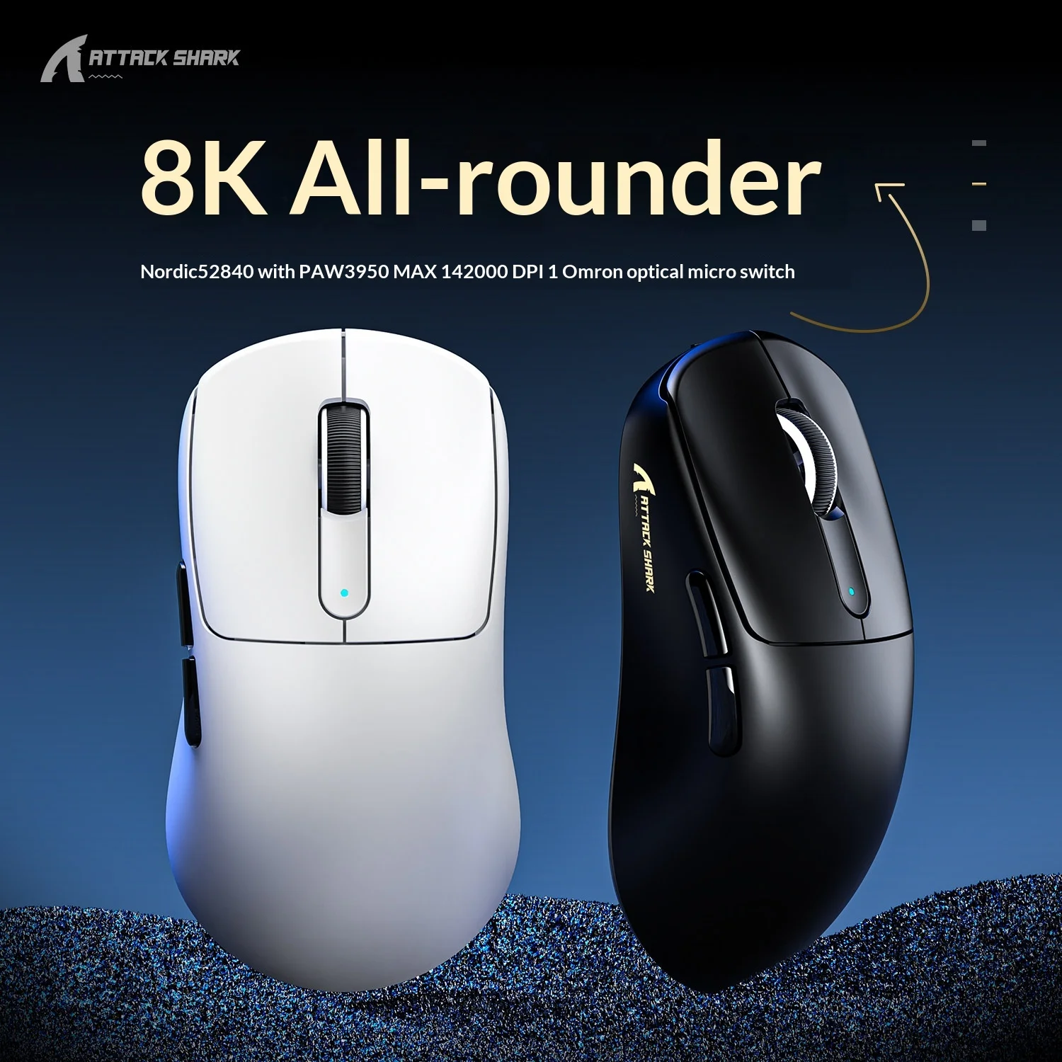 ATTACK SHARK V5 Wireless Gaming Mouse 3-Mode Ultra-Lightweight PAW3950MAX 8KHz Polling Rate For PC Gamer Accessories Gift
