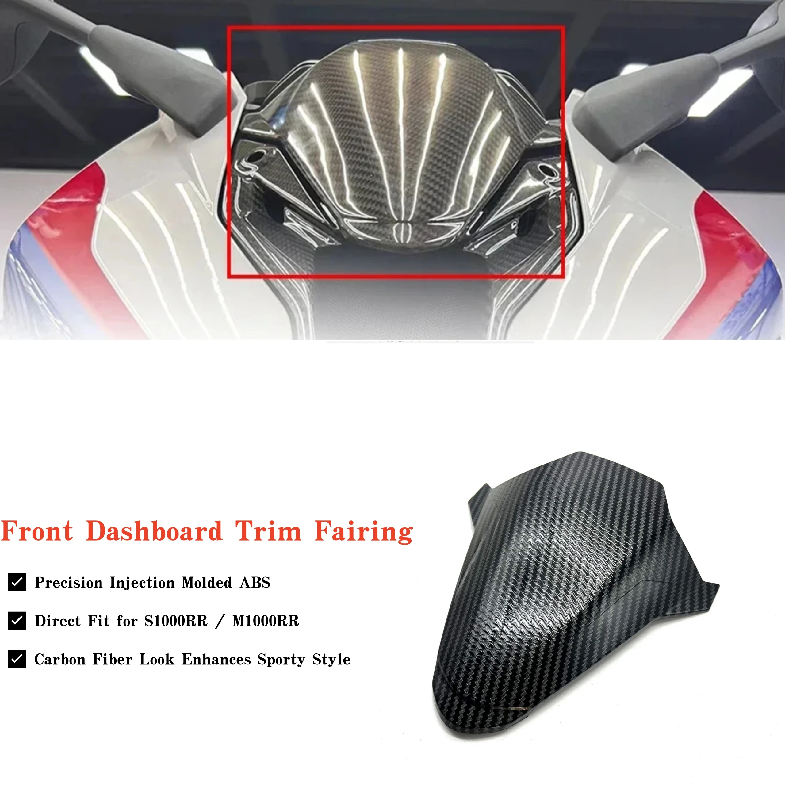 

For BMW S1000RR M1000RR 2019 2020 2021 2022 ABS Carbon Fiber Look Front Upper Fairing Dashboard Cover Panel Motorcycle Parts
