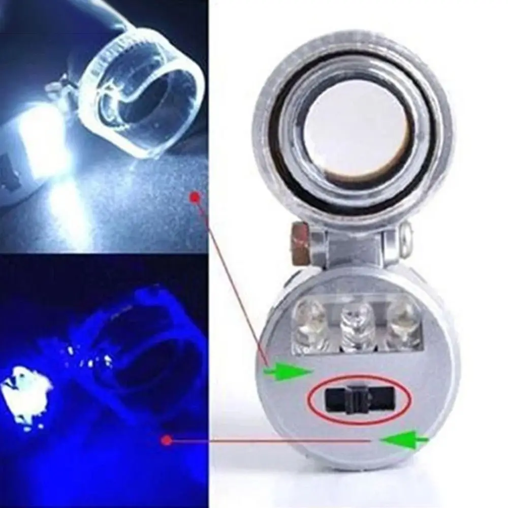 Portable Mini Pocket HD Magnifying Glass Jeweler Magnifier Illuminated Microscope 60X
