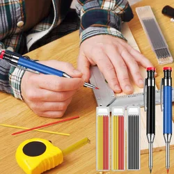 Solid Carpenter Pencils For Deep Hole Marker Pen With Refill Leads Marking Tool Woodworking Deep Hole Metal Mechanical Pencil