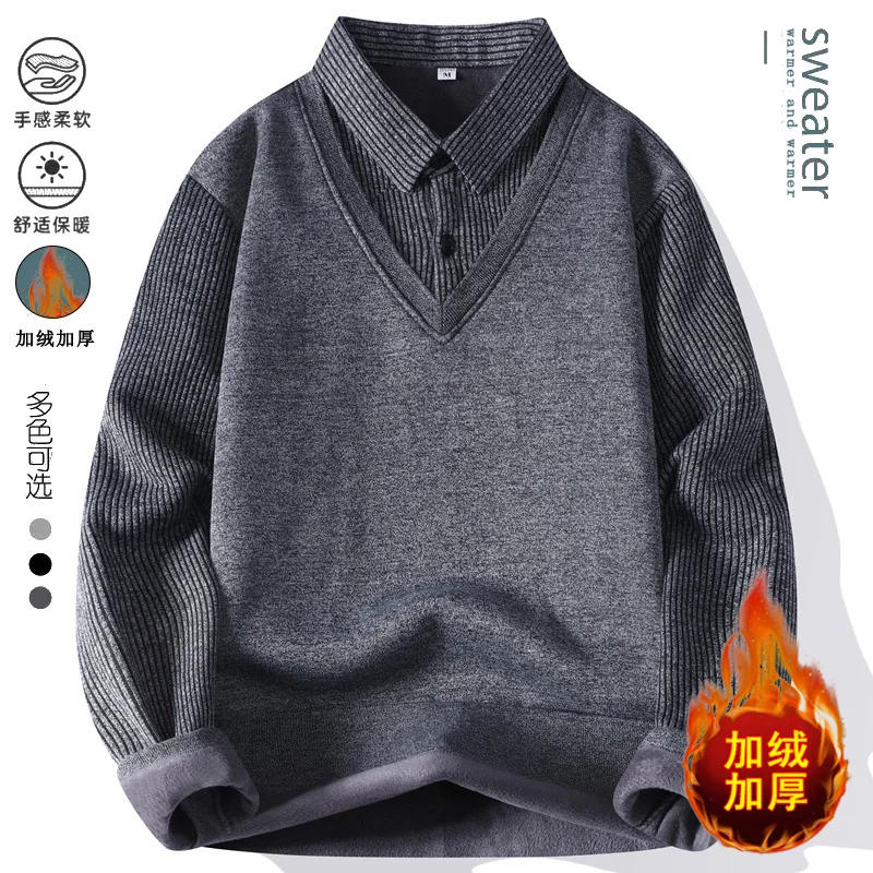 Sweater For Men Men's Clothing Streetwear Male Pullovers Spring Fashion Autumn Men's Sweat-shirt Knit Casual Hombre Warm Solid