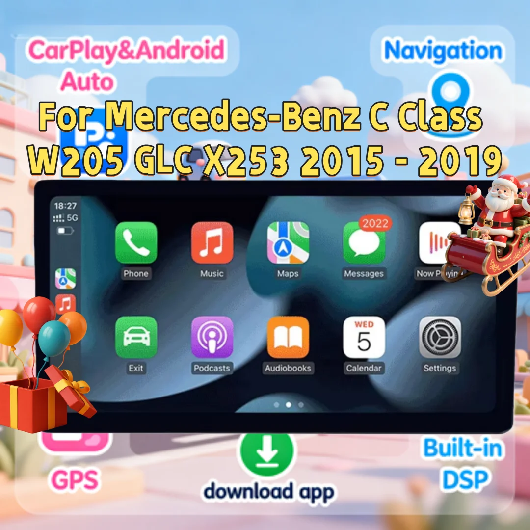 13.3 inch Multimedia Video Player Radio CarPlay For Mercedes-Benz C Class W205 GLC X253 2015 - 2019 Wireless CarPlay Car Radio