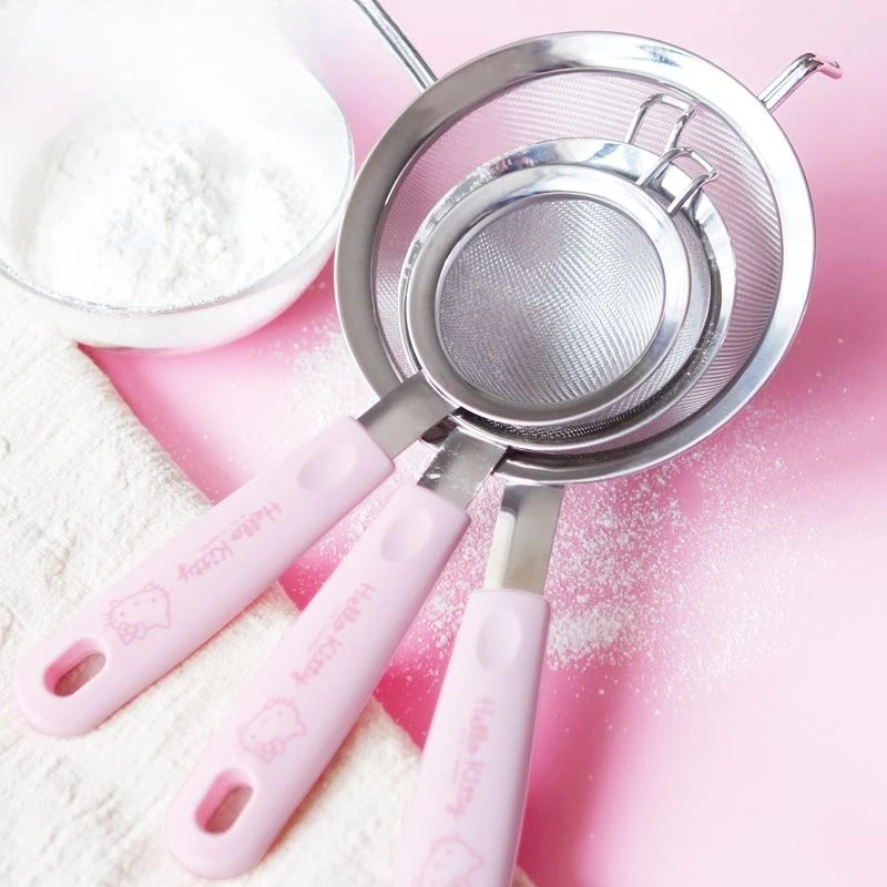 

Kawaii Hello Kitty Sanrio Student Cartoon Cute Flour Sieve Powder Sieve Stainless Steel Filter Christmas Gifts for Kids