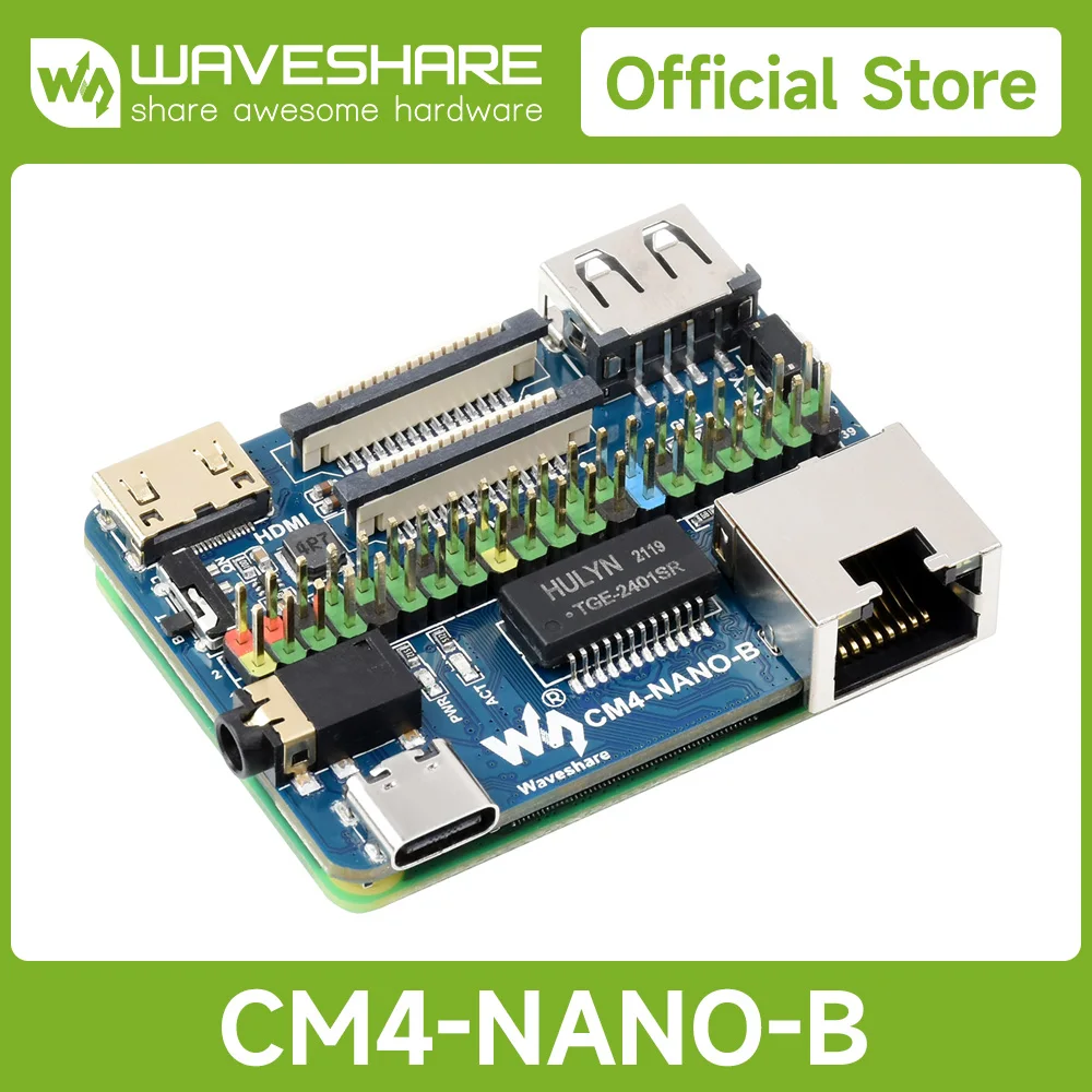 Waveshare Nano Base Board (A) IO BOARD  for Raspberry Pi Compute Module 4, Same Size as the CM4, CM4 Carier Board