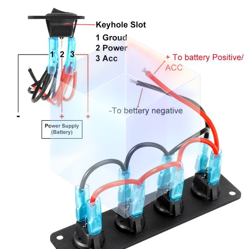 1-6 Buttons 12V Marine Rocker Switch Panel 1 Set Universal Toggle Switch for RV Off-road Yacht Power Control Upgrade