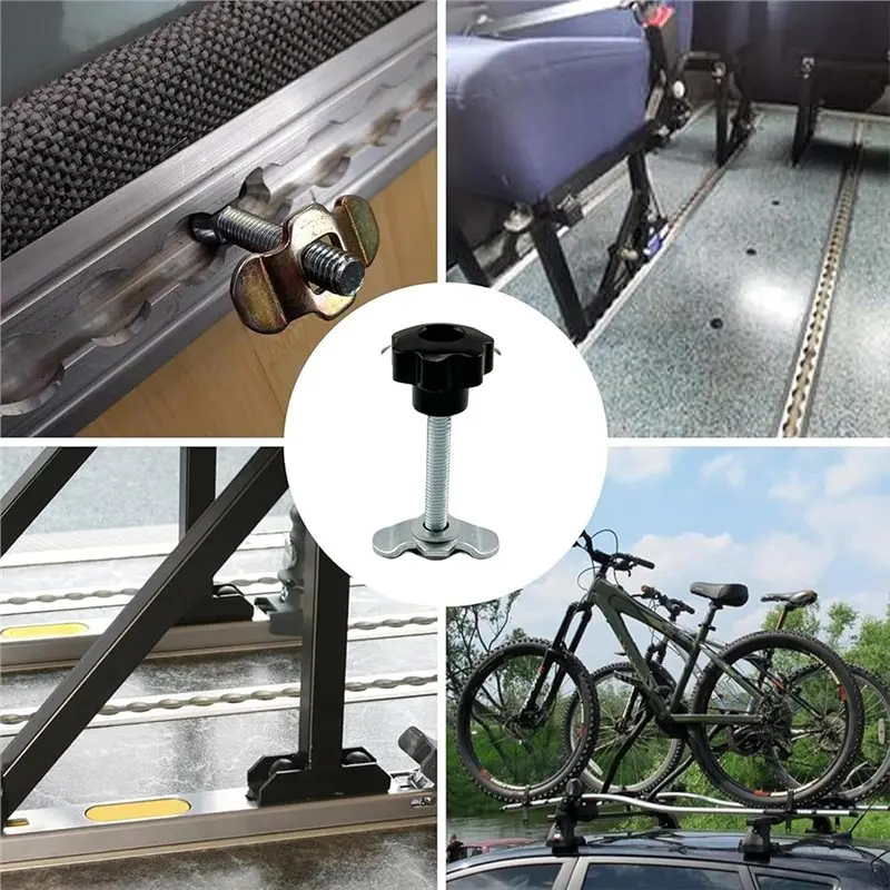 VOFUN-Accessori per binario in alluminio Filettatura M8 Chiodo RV Camper Fissaggi modificati M8x60mm Dado prugna Accessori per binario a L per carichi pesanti