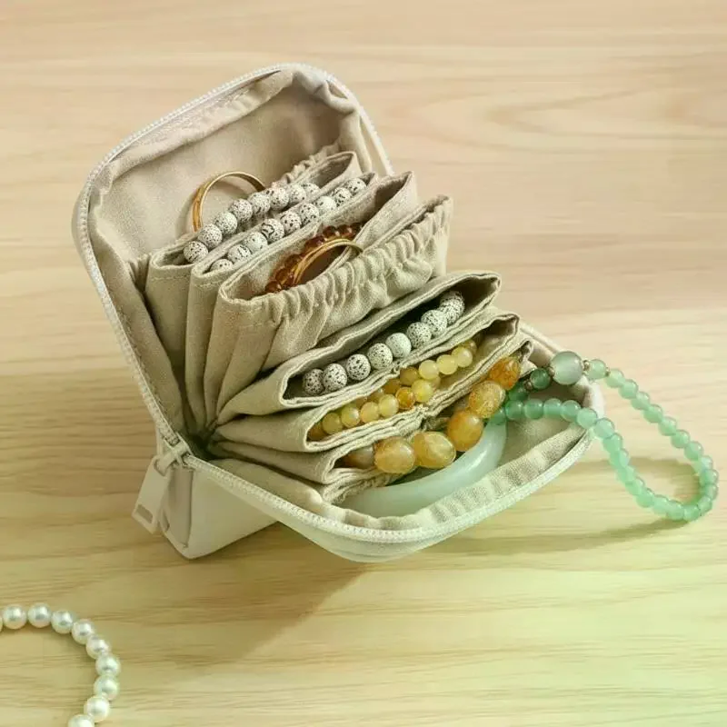 6-Layer Jewelry Storage Bag: PU Pouch Watch Bracelet Rings Earring Crystal Portable Travel Case