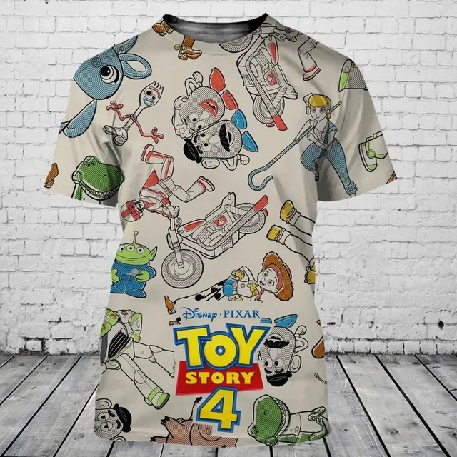 Disney Cartoon Toy Story 4 3D Print T Shirt Men's Womens Fashion Street O-Neck Short Sleeve T-Shirt Tops Kids Tee Tops Clothing