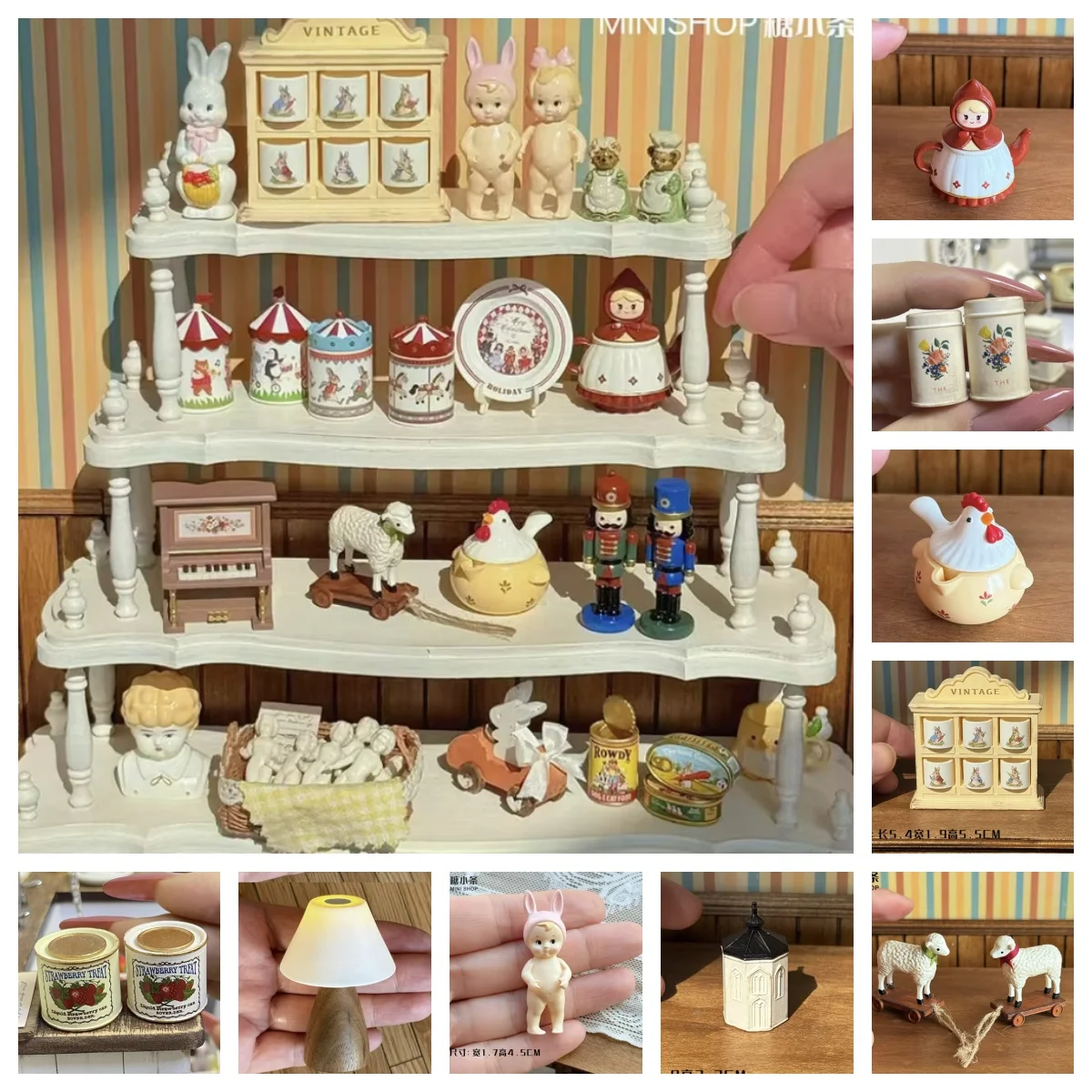 

Vintage Circus Miniature Set, Hand Painted Distressed Spice Cabinet Circus Box Flag, Blythe Doll Accessories1:6 Scale Collection