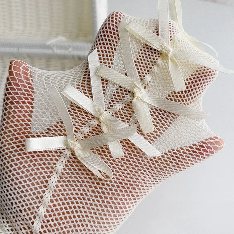 Children Baby Cute Bows Black White Mesh Tights for Kids Girl Sweet Princess Bowknot Pantyhose Fishnet Lolita Stocking Socks