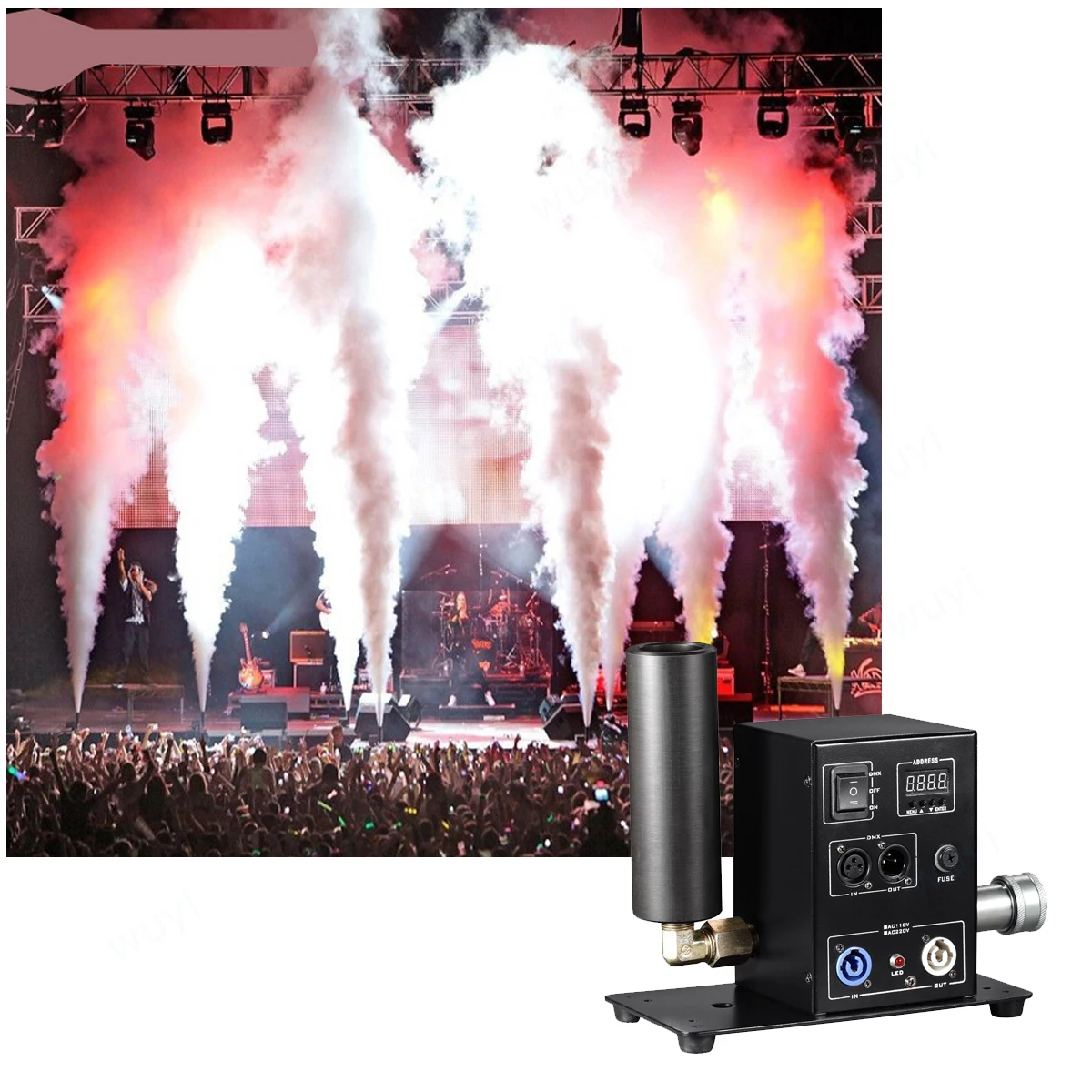 Stage Party Disco Co2 Jet Machine Single Head Spray Cryo Carbon Dioxide Gas Smoke Fog Air Column With DMX Control LCD Display