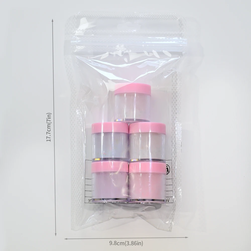 5/6/7 tarros de polvo acrílico para uñas con lentejuelas irregulares, polímero de cristal blanco para extensión de manicura/muying/polvo de pigmento de grabado