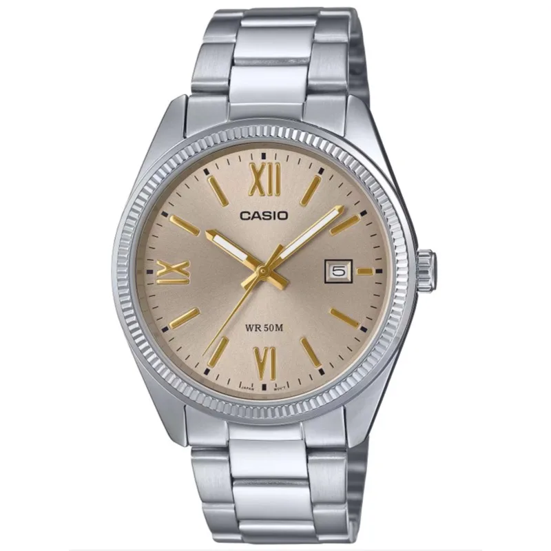 ساعات كاسيو مان بسوار فولاذي، ساعات عمل كوارتز بسيطة مقاومة للماء للرجال
