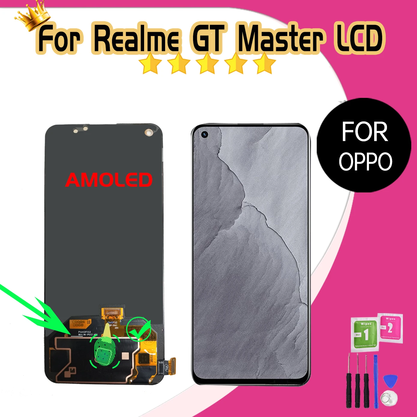 AMOLED For Oppo Realme GT Master RMX3363 RMX3360 Display Screen For Realme GT Master Edition Frame Touch Panel Digitizer Tested