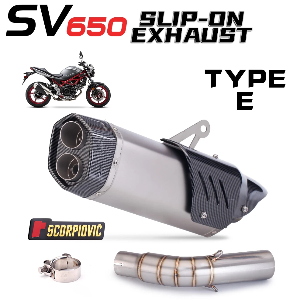 Slip-on Fo SV650 SV650X SV650S 2016-2020 Connect to 51mm Inlet Mufflers