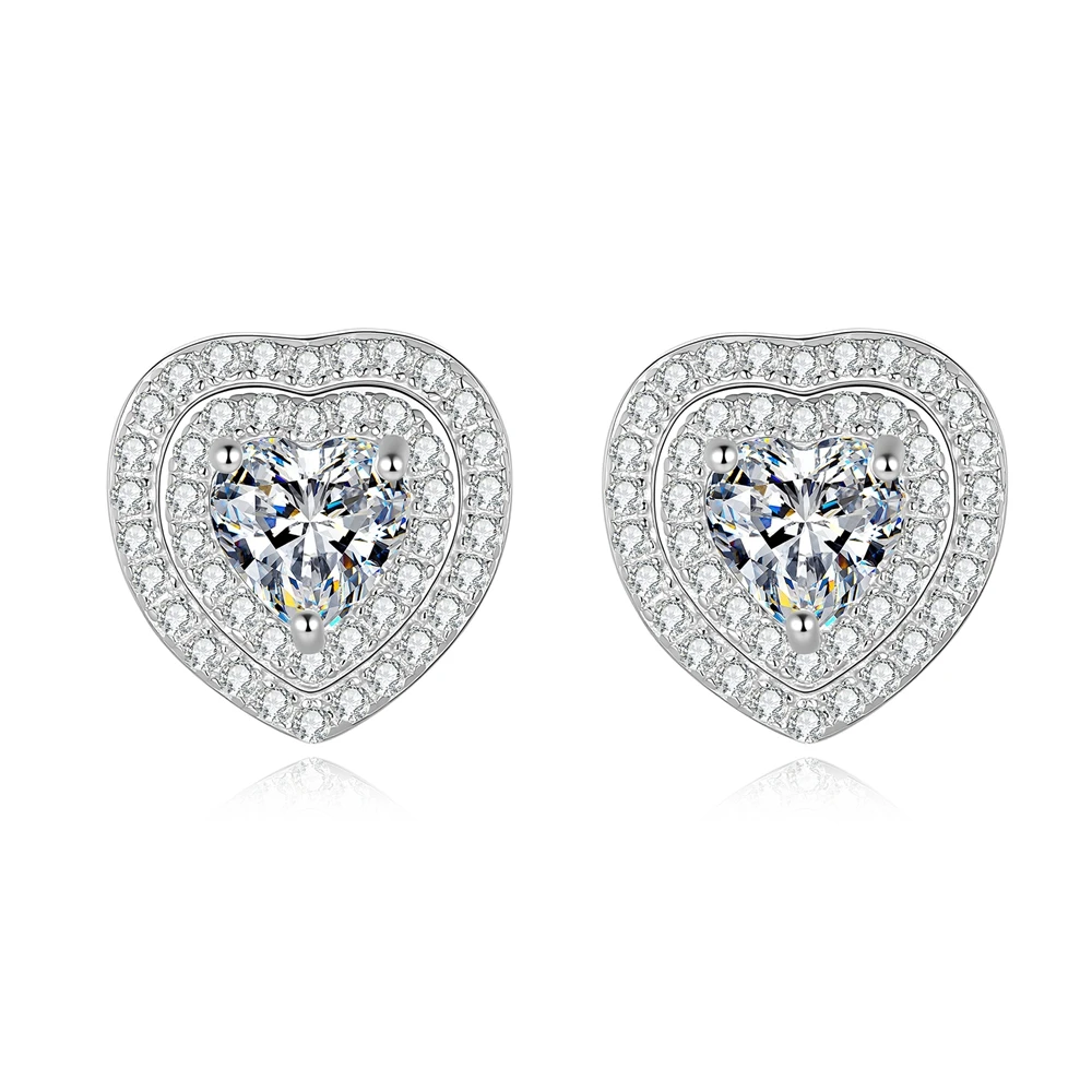 

Серьги-гвоздики из муассанита D-цвета, 2 карата, в форме сердца, из стерлингового серебра S925, для женщин, подарок на свадьбу, день рождения, вечеринку