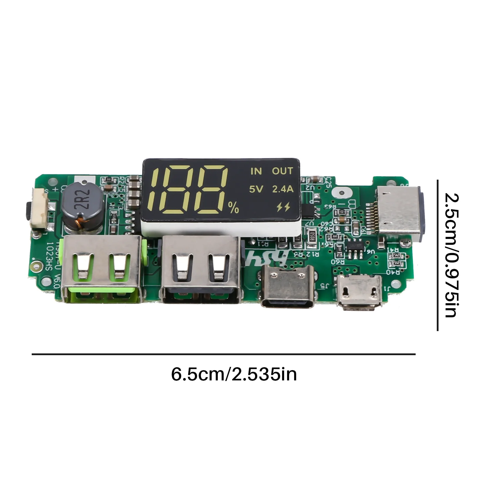 [NEW A09R!】 LED Dual USB 5V 2.4A Micro/Type-C USB Mobile Power Bank 18650 Charging Module Lithium Battery Board 2Pcs
