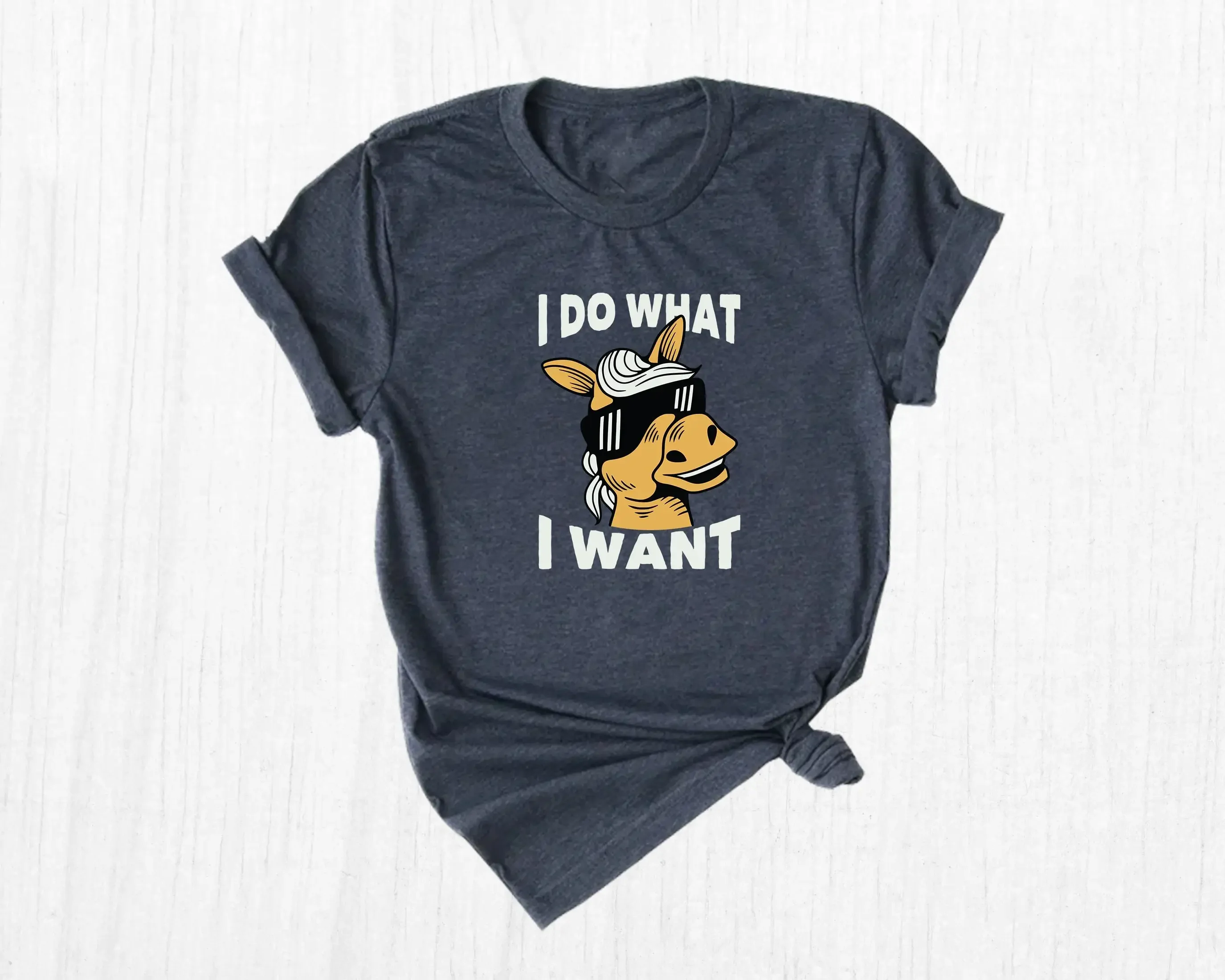 

I Do What Want T Shirt Typography Funny Donkey Quoted Inspirational Slogan