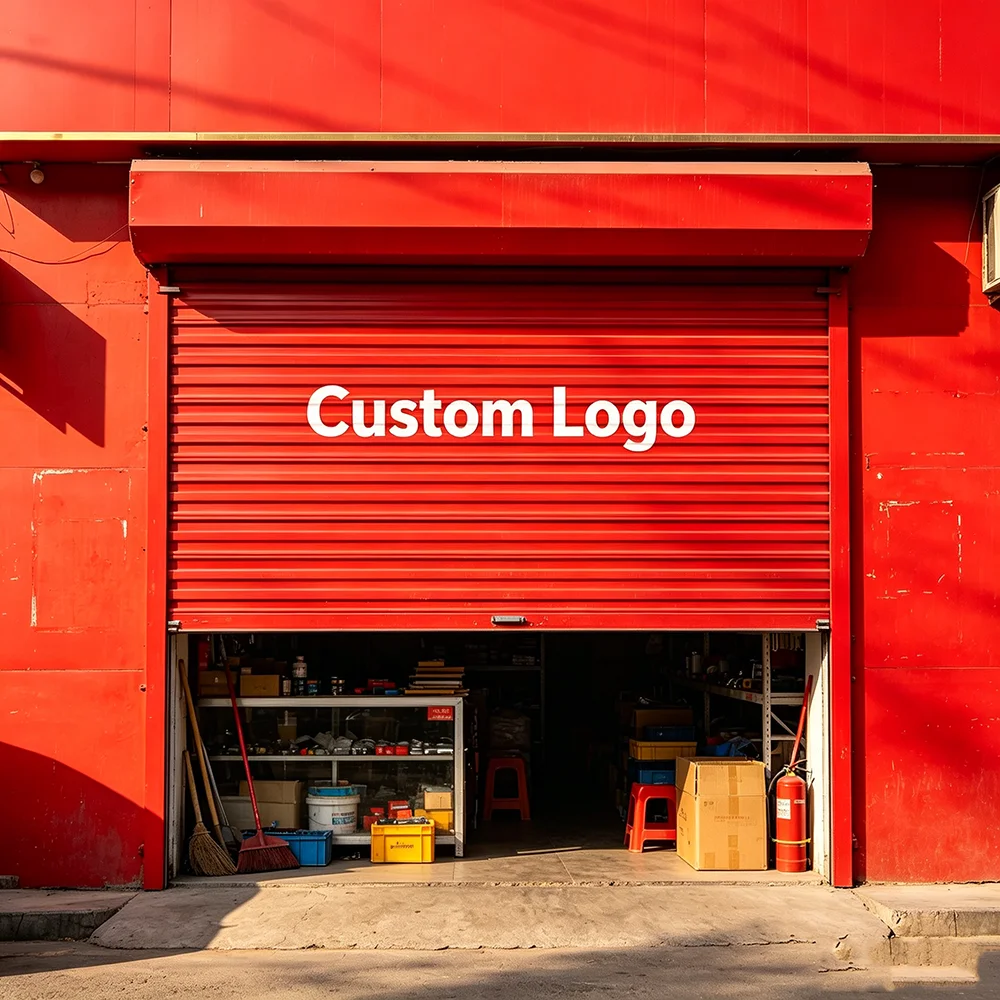 Customized Color Logo Aluminum Roll-Up Garage Door Anti-Theft 100% Rust Proof Coating For Residential Commercial Industrial
