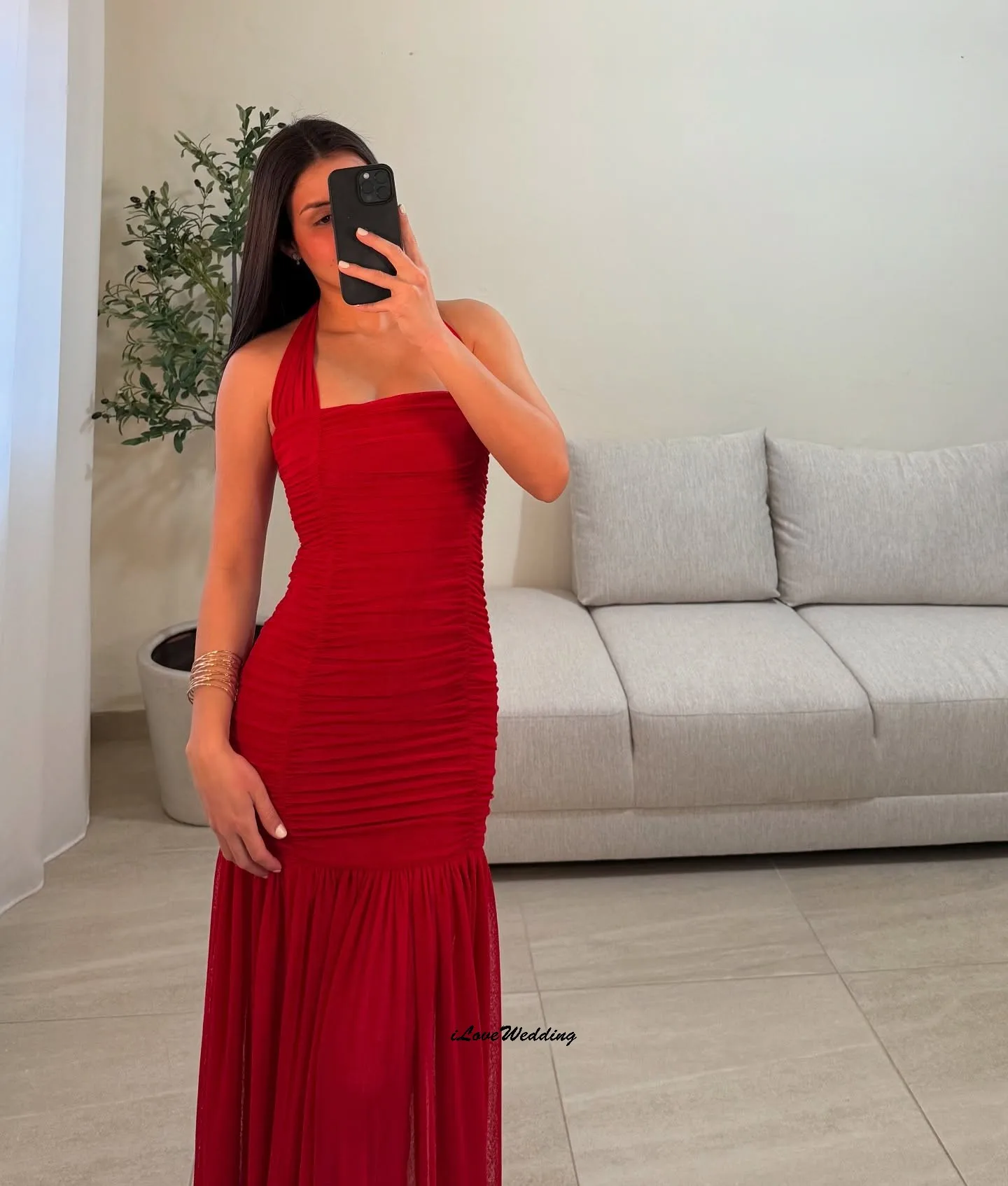 فساتين لحضور الحفلات الموسيقية من الشيفون الأحمر 2025 فستان حفلات أنيق للمرأة فساتين سهرة رسمية مكشكشة بدون ظهر بدون أكمام حسب الطلب #3