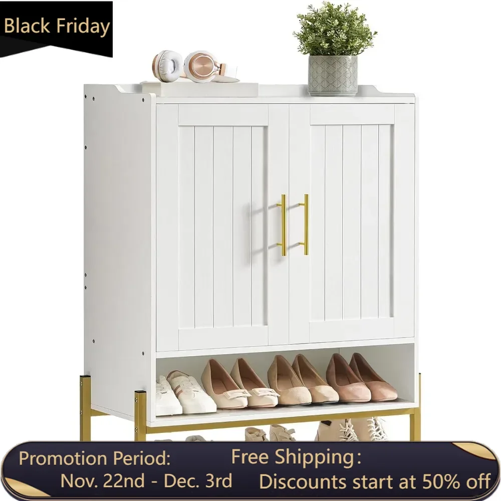 4-layer shoe rack storage cabinet with independent shoes and doors, equipped with adjustable shelves for use in the living room