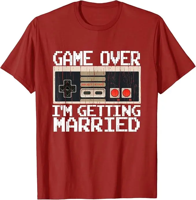 Game Over Ich heirate – Gamer-Bräutigam-T-Shirt, Y2k-Videospiel-Liebhaber, Bräutigam, Verlobter, Grafik-Bekleidung, Herrenmode, Neuheitengeschenk – Detail 10