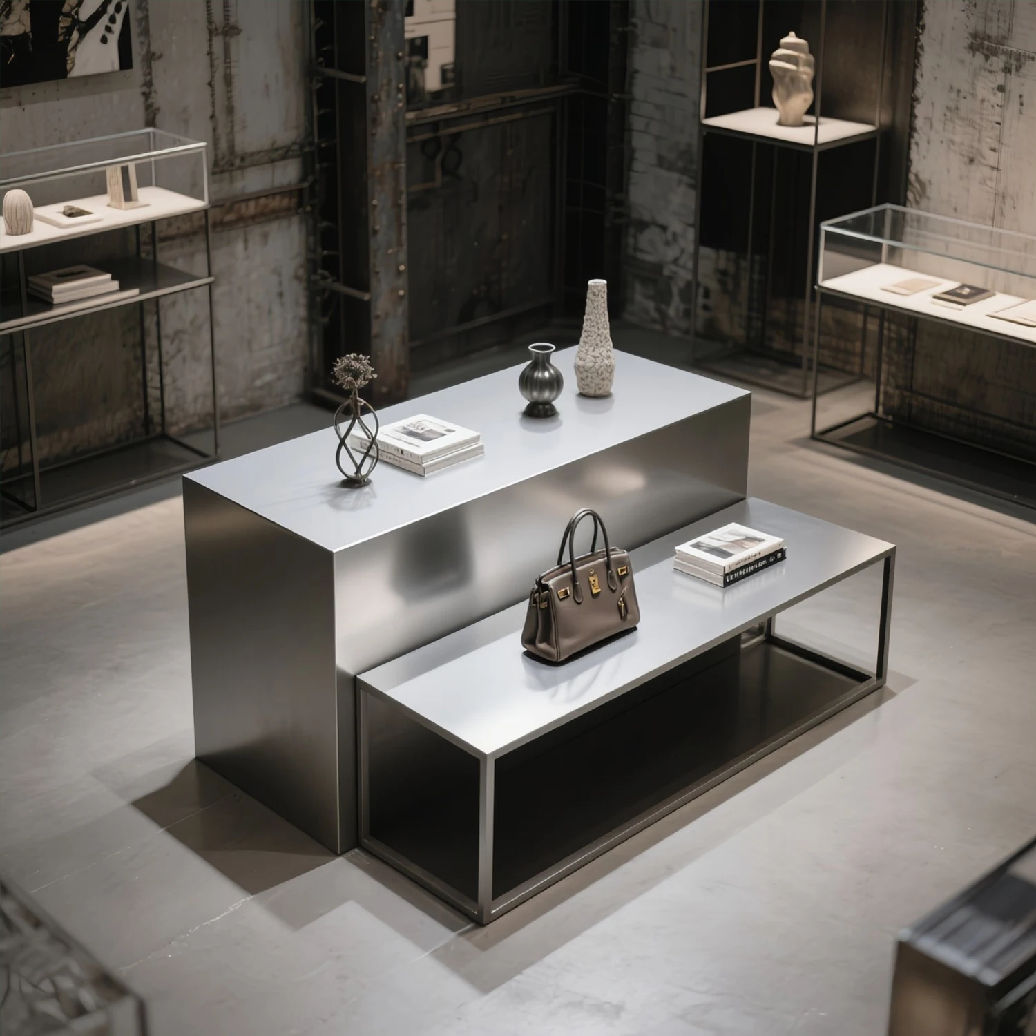 */*Stainless Steel Nakajima Display Table With Flowing Water Table In The Middle, Clothes, Shoes, Bags And Accessories Display