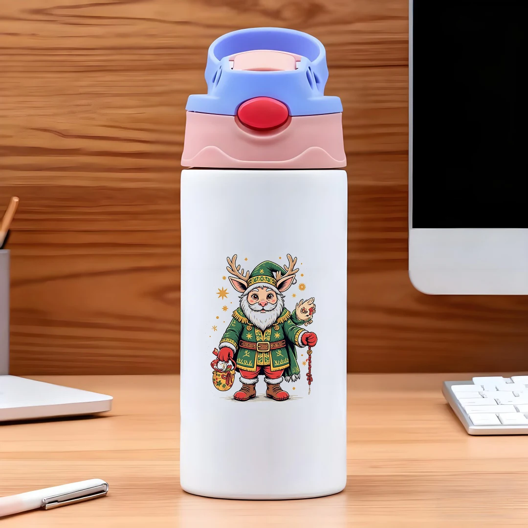 كوب حراري من الفولاذ المقاوم للصدأ 304 كوب كرتوني سانتا كلوز تحت عنوان كوب من القش للأطفال يحافظ على الدفء ومقاوم للتسرب لطيف ورائع #2