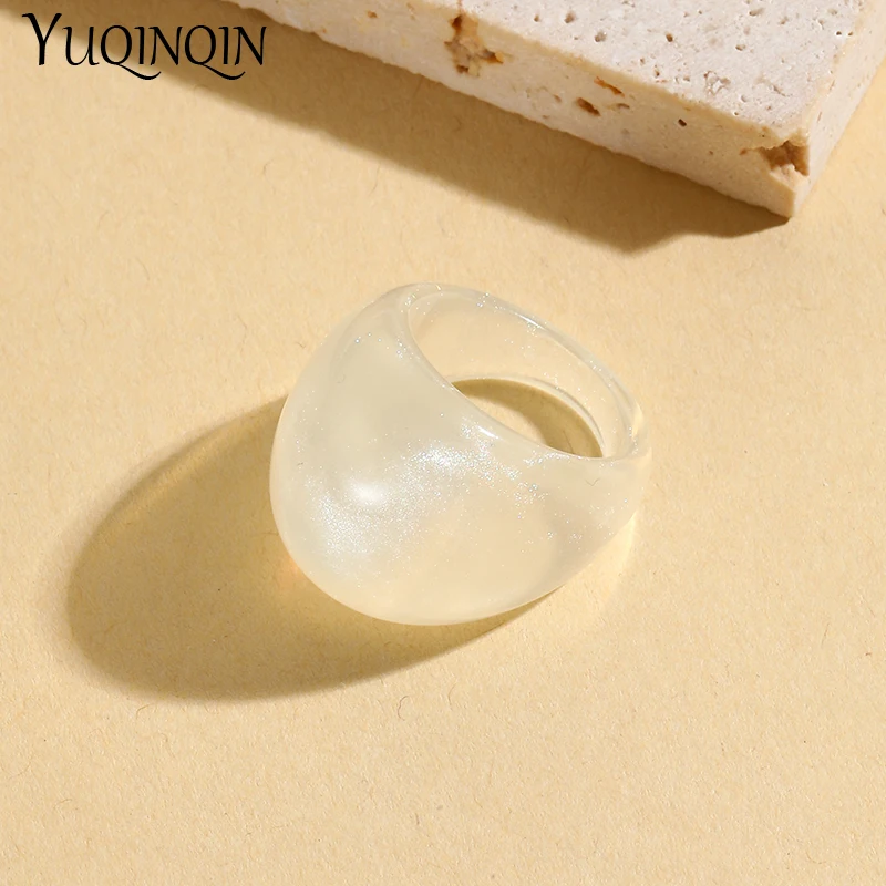 New Vintage Korean Resin Big Rings for Women Couple Geometric Punk Finger Ring for Girls Minimalist Simple Party Fashion Jewelry