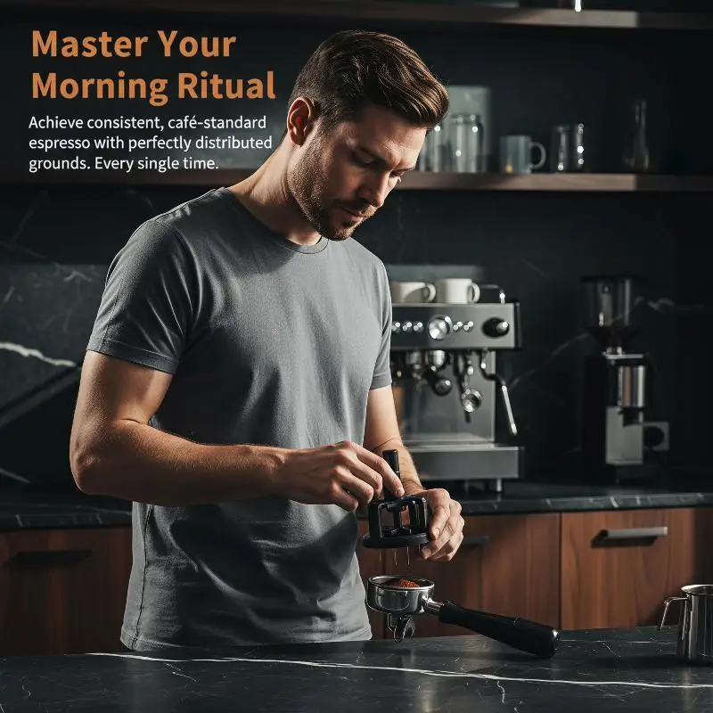 @*Espresso Coffee Distributor Needle Stirrer 51/53/58mm Magnetic Adjustable Depth for Barista Coffee Brewing Tool