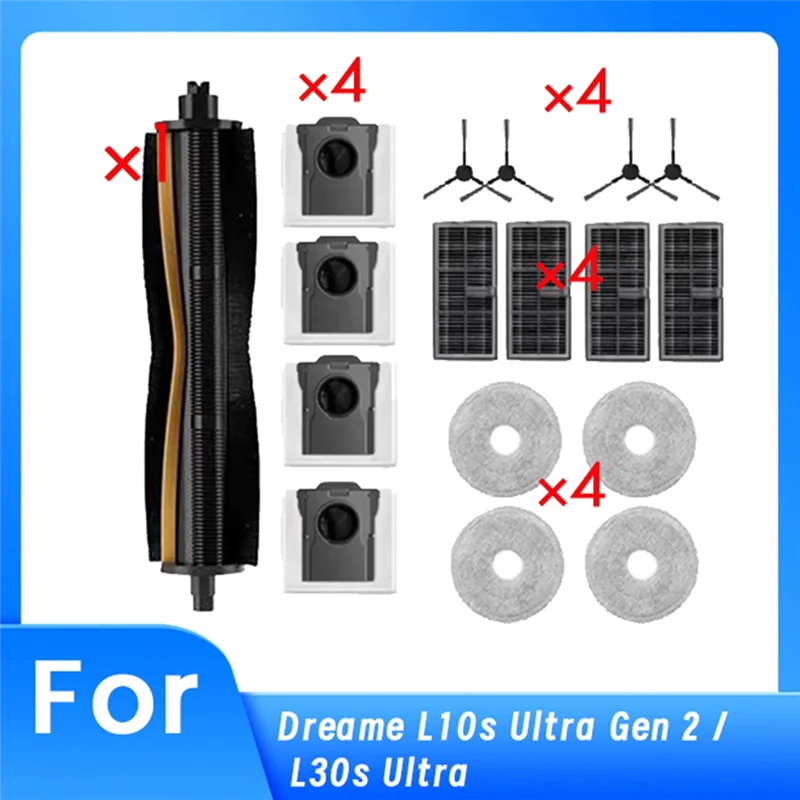 

ABVJ-для Dreame L10s Ultra Gen 2/L30s Ultra аксессуары для пылесоса основная боковая щетка швабра фильтр мешки для пыли