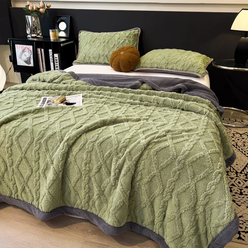 Double Layer Thick Tafu Fleece Blanket Autumn Winter Warm Plush Throws Blankets for Sofa Bed Soft Warmth Single Double Bedspread