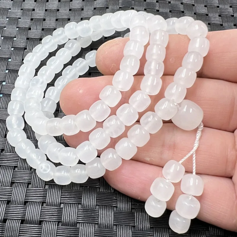 Xinjiang Hetian White Jade Old-Styled Bead Jade Pendant Jinsi Jade8mm round Beads108Bracelet Multi-Wrap Bracelet