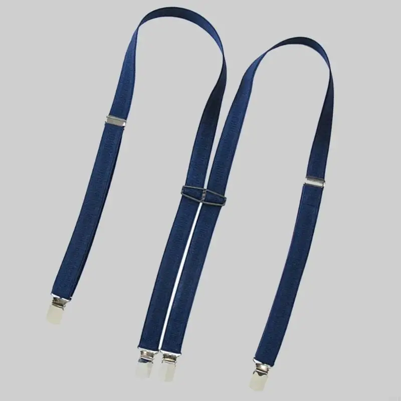 

4 Clip Elastic Suspenders for Men with Secure Grip for Formal Pants All Matching
