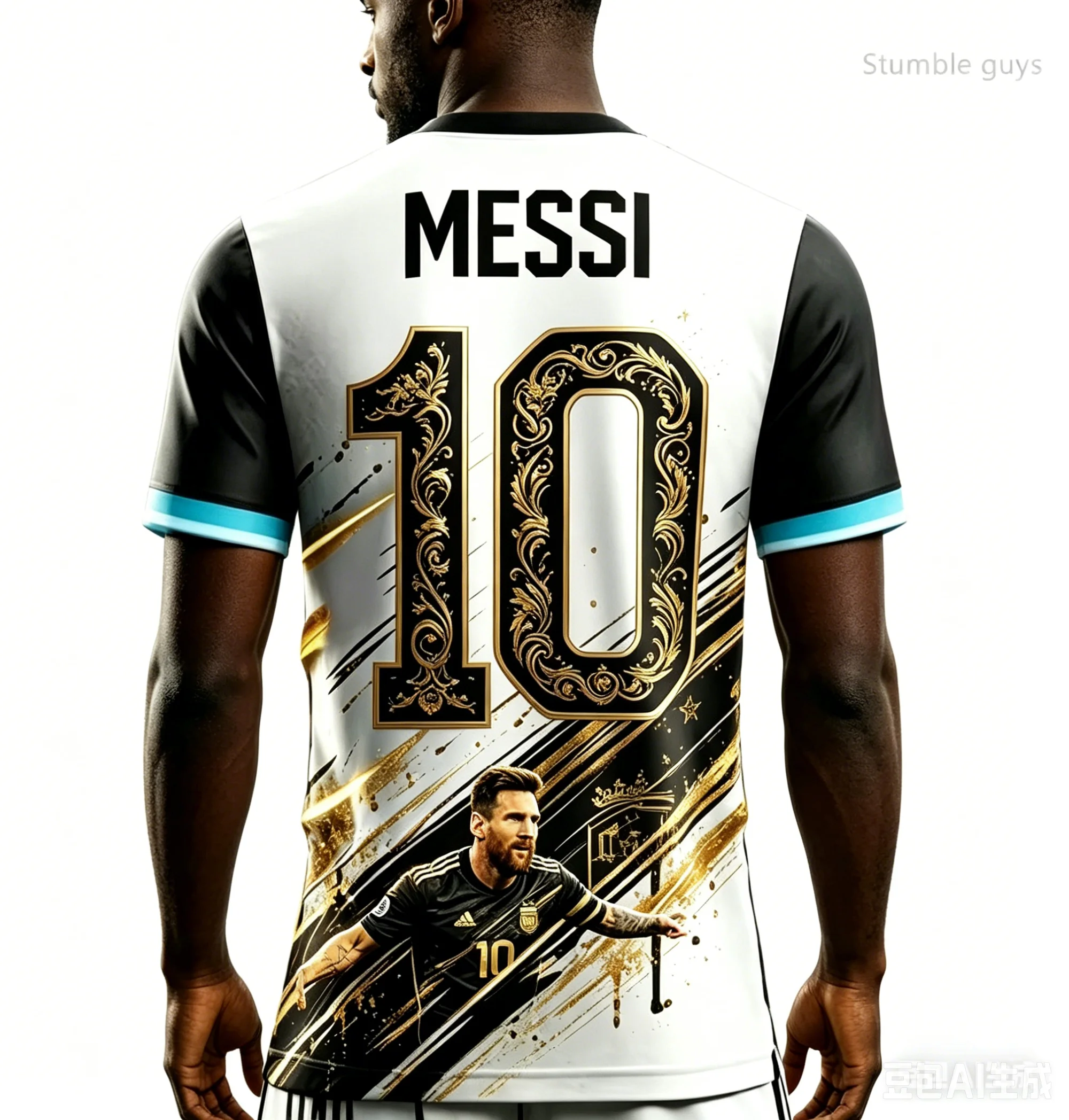 2026 Sommer Herren Messi Nr. 10 KI-bedrucktes Fußball-Kurzarmtrikot, modisches Oversize-T-Shirt für den Alltag und Outdoor – Detail 4