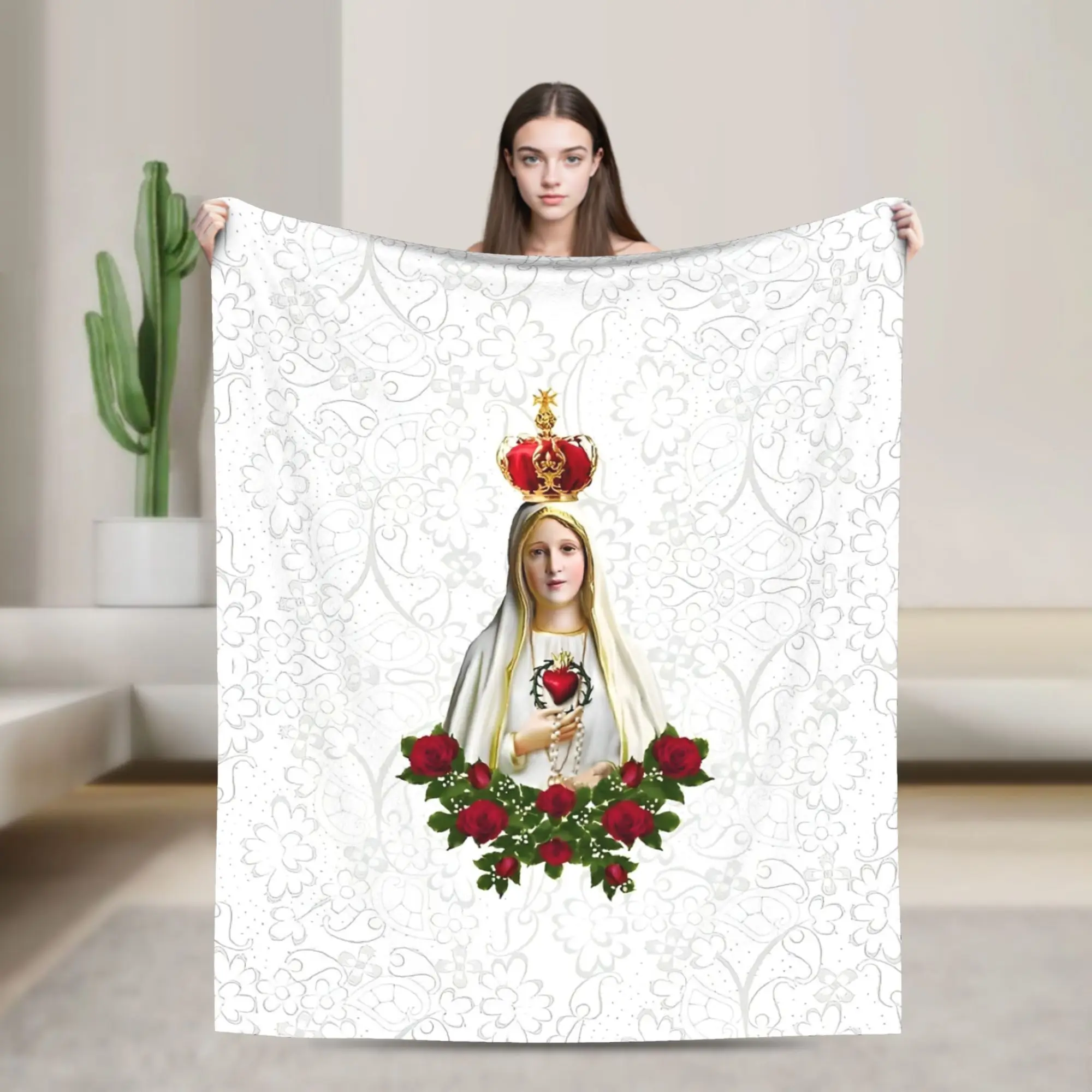 مريم العذراء بطانيات محبوكة الكاثوليكية سانت الفانيلا رمي بطانية أريكة تتحول لسرير المحمولة فائقة النعومة الدافئة المفرش #1