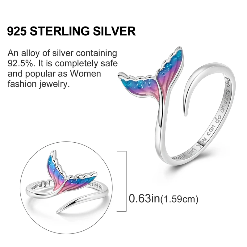 Verstellbare Ringe aus 925er-Sterlingsilber, Meerjungfrau, Flügel, Drache, Sonnenblume, Tulpe, offene Ringe für Frauen, weiblich, origineller Verlobungsschmuck – Detail 28