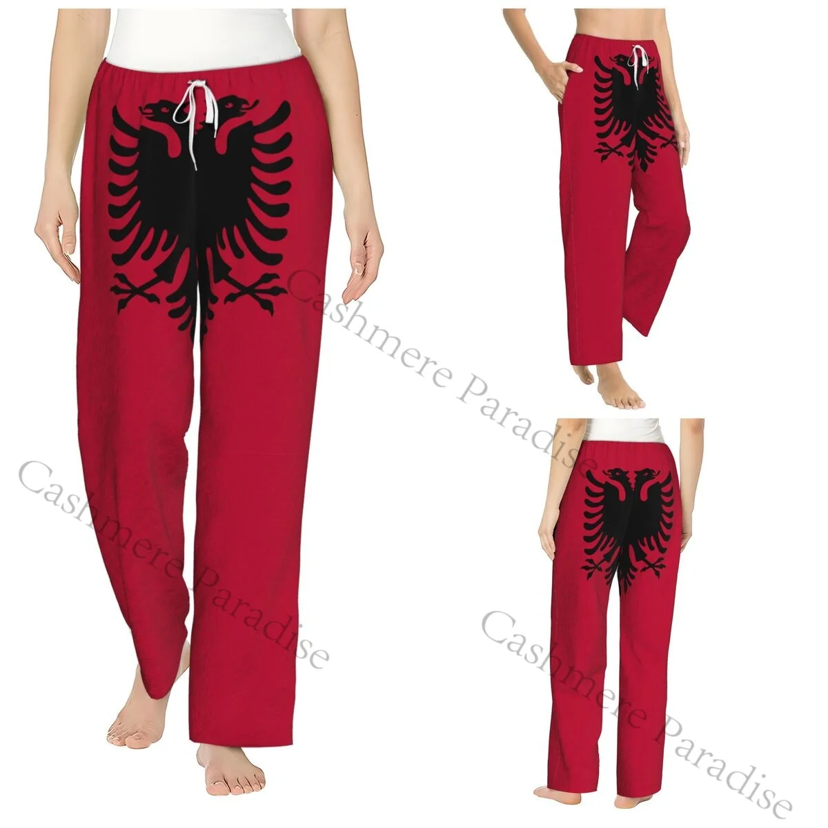 

Albania Flag Cozy Flannel Pajama Pants for Women Sleep Bottoms Home Loungewear