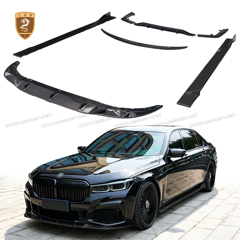 Para BMW X7: Kit de carrocería estilo CSS de fibra de carbono, alerón trasero, tapa de maletero de carreras, labio de parachoques delantero, difusor trasero, splitter y faldones laterales.