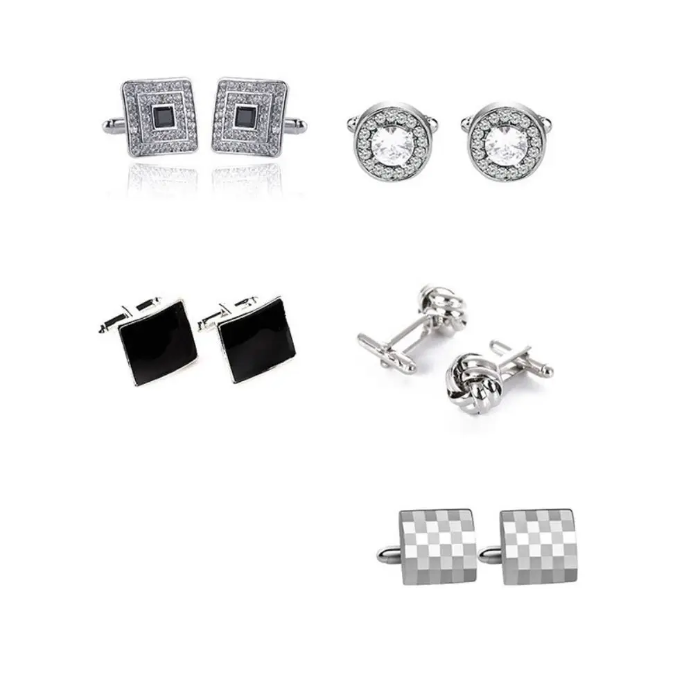 Clothing Accessories Alloy Alloy Cufflinks Rhinestone Silver Black Shirt Suit Cuff Links Super Shinny Gift Men