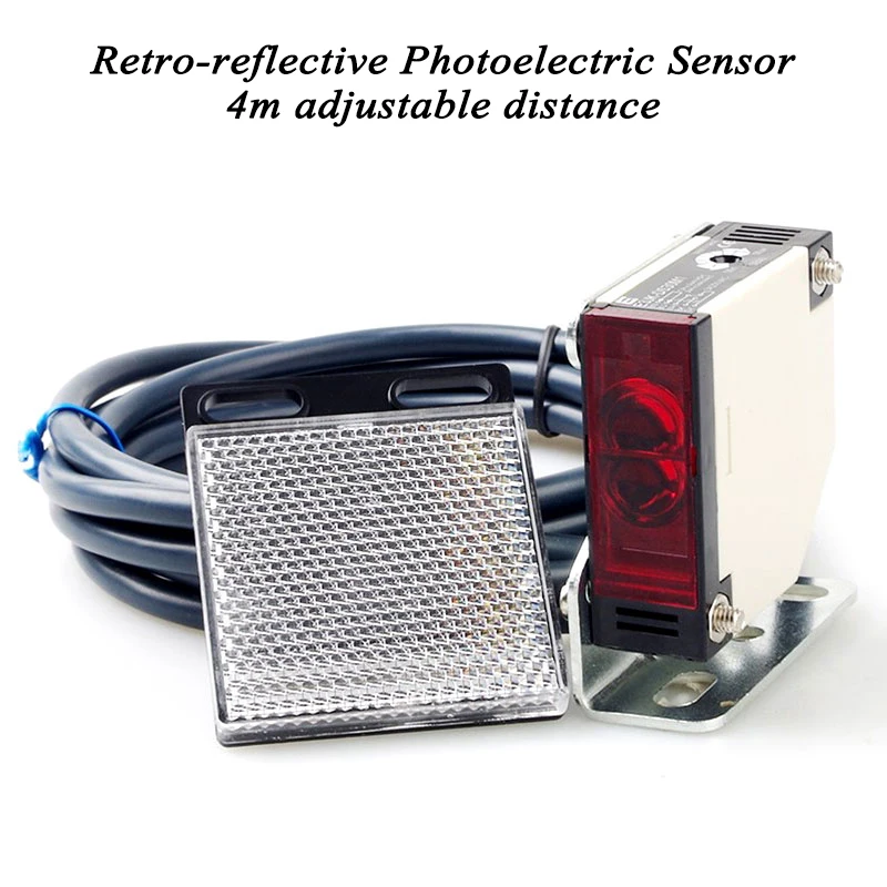 3m NO NC Retro-reflective Photoelectric Sensor Photocell Light Switch Motion Detector Electric Proximity Sensor Security Alarm