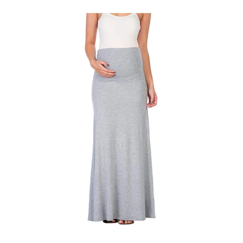 Pregnant Women Skirt Maternity Skirt High Waist Good Stretch Foldable Waist Band Spring Autumn Pregnancy Skirt Plus Size