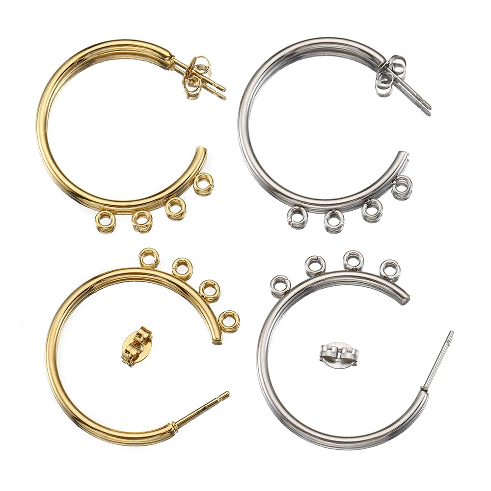 10Pcs Stainless Steel Earring Accessories Basic 4-Hole Ear Hooks French Style DIY Jewelry Making Accessories for Women