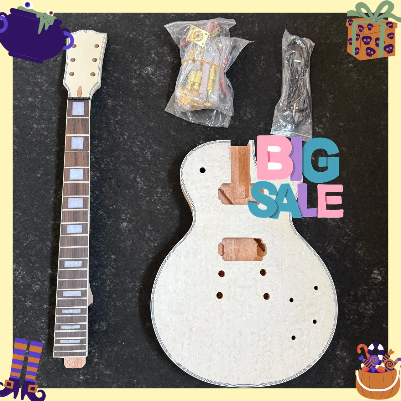 DIY Semi Finished Electric Guitar Mahogany Body Fixed Bridge LP00S Custom Build Your Own Accessories  Binding Included