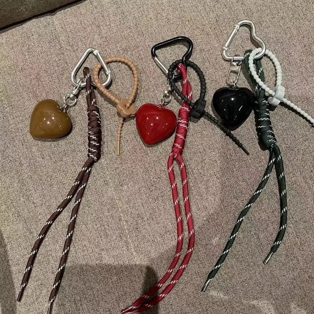 

Fashionable Heart Leather Rope Keychain Handmade Cherry Bow Mobile Phone Lanyard Y2K Bag Charms Gifts